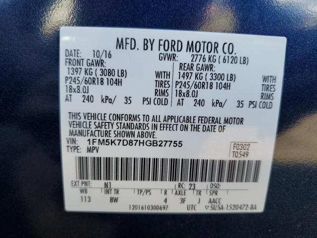 Photo 12 VIN: 1FM5K7D87HGB27755 - FORD EXPLORER X 