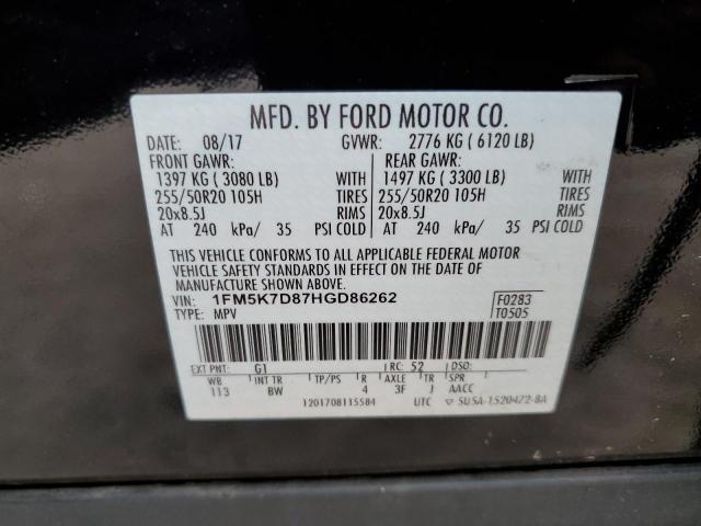 Photo 12 VIN: 1FM5K7D87HGD86262 - FORD EXPLORER X 