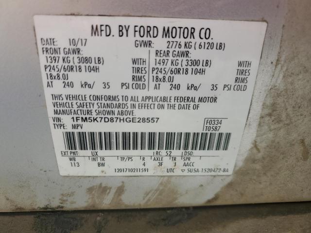 Photo 13 VIN: 1FM5K7D87HGE28557 - FORD EXPLORER 