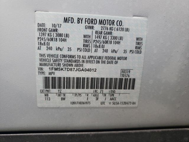 Photo 12 VIN: 1FM5K7D87JGA04012 - FORD EXPLORER 