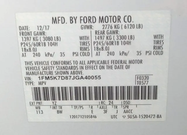 Photo 8 VIN: 1FM5K7D87JGA40055 - FORD EXPLORER 