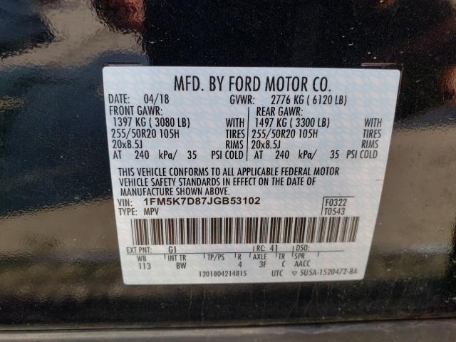 Photo 9 VIN: 1FM5K7D87JGB53102 - FORD EXPLORER X 