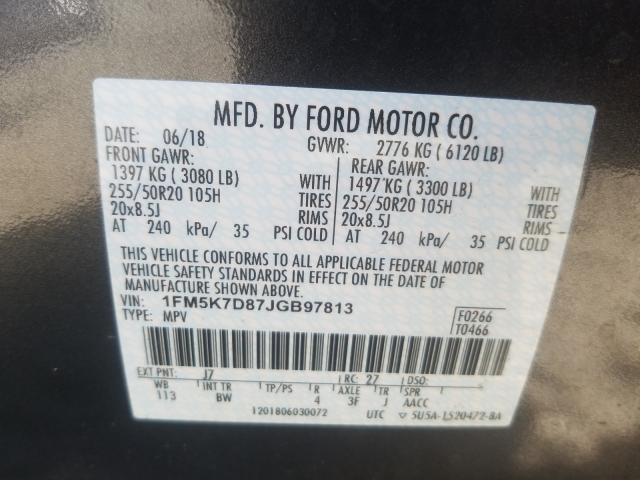 Photo 9 VIN: 1FM5K7D87JGB97813 - FORD EXPLORER X 