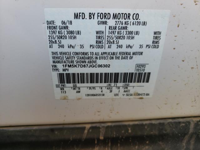 Photo 9 VIN: 1FM5K7D87JGC06302 - FORD EXPLORER X 