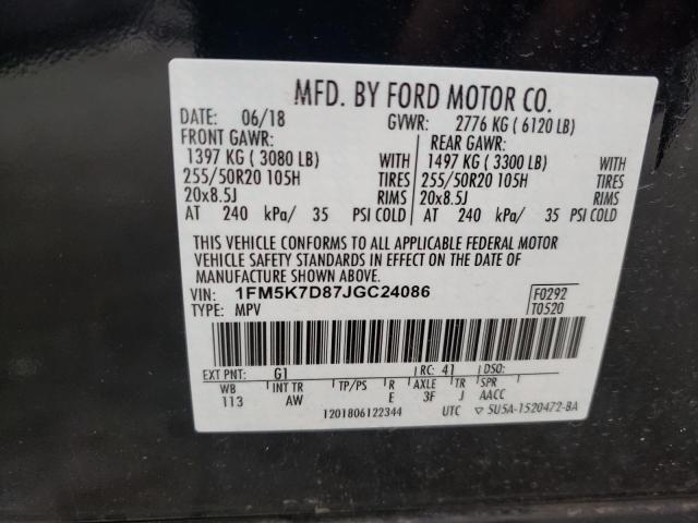 Photo 12 VIN: 1FM5K7D87JGC24086 - FORD EXPLORER X 