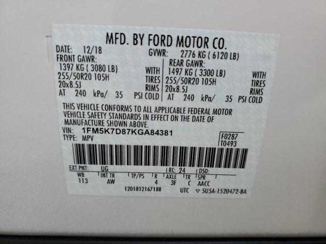 Photo 12 VIN: 1FM5K7D87KGA84381 - FORD EXPLORER X 