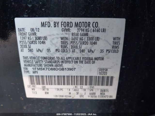 Photo 8 VIN: 1FM5K7D88DGB13907 - FORD EXPLORER 