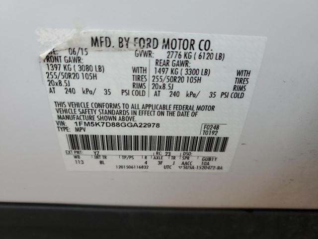 Photo 12 VIN: 1FM5K7D88GGA22978 - FORD EXPLORER 