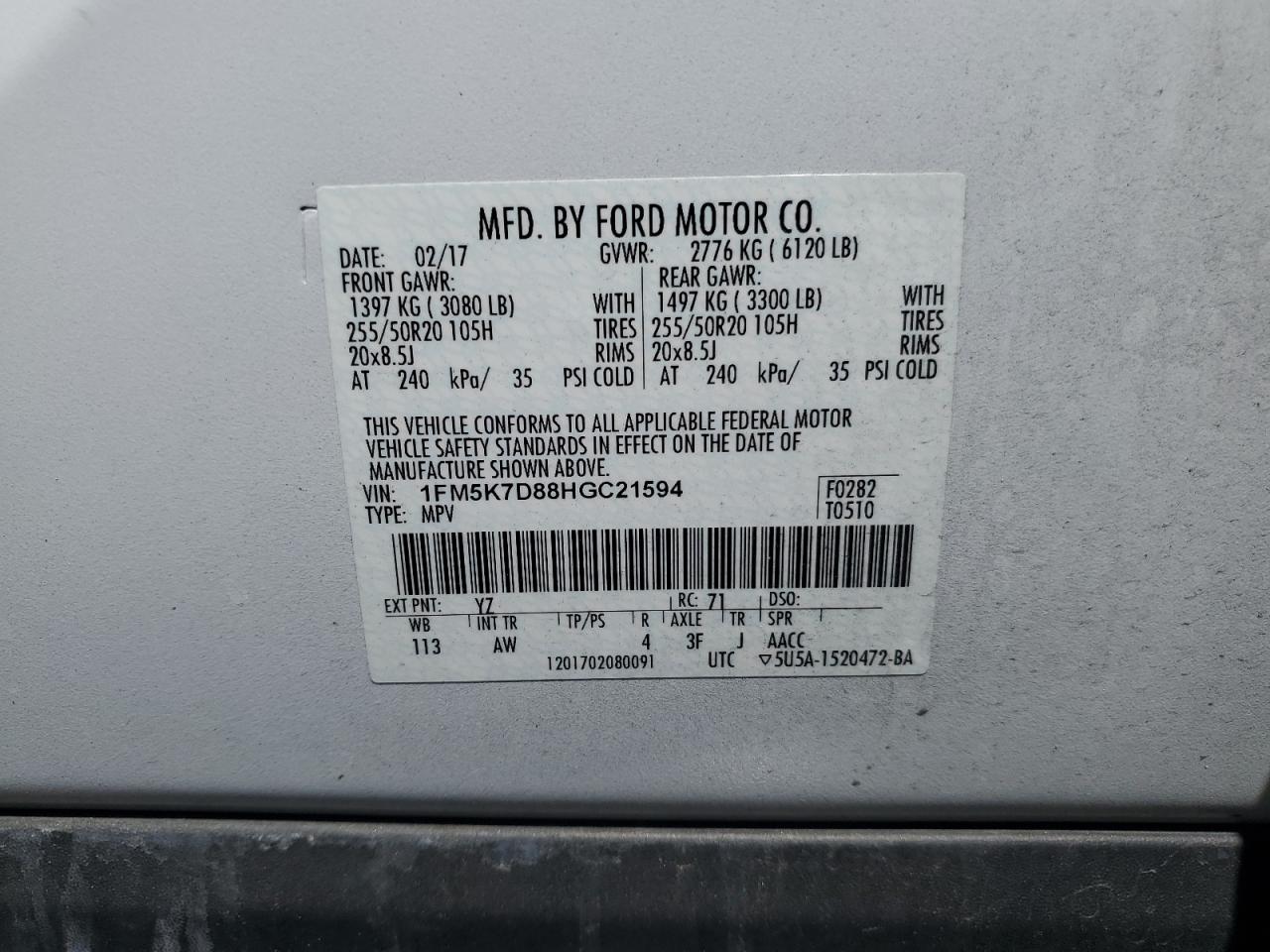 Photo 13 VIN: 1FM5K7D88HGC21594 - FORD EXPLORER 