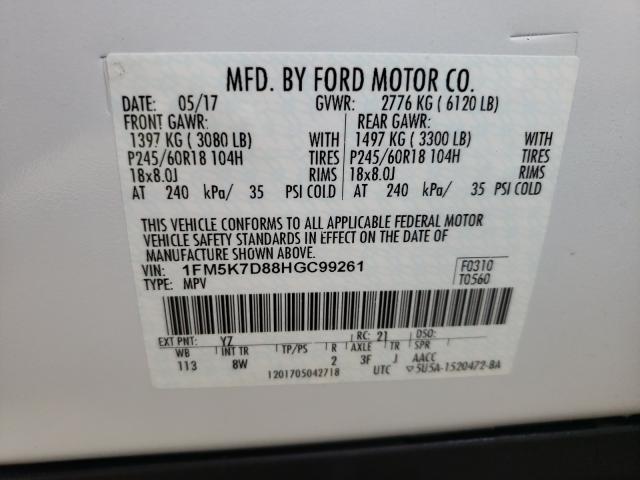 Photo 9 VIN: 1FM5K7D88HGC99261 - FORD EXPLORER X 