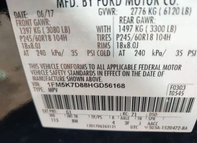 Photo 8 VIN: 1FM5K7D88HGD56168 - FORD EXPLORER 