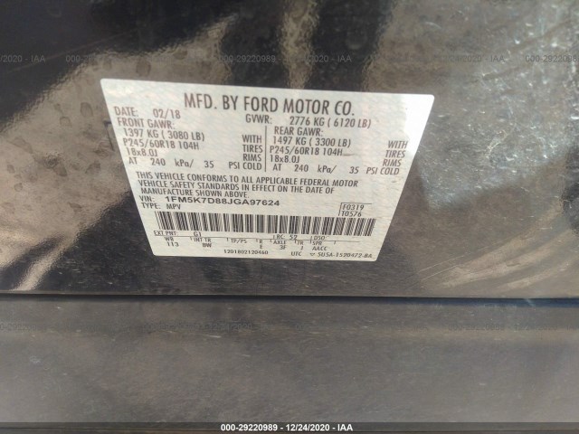 Photo 8 VIN: 1FM5K7D88JGA97624 - FORD EXPLORER 