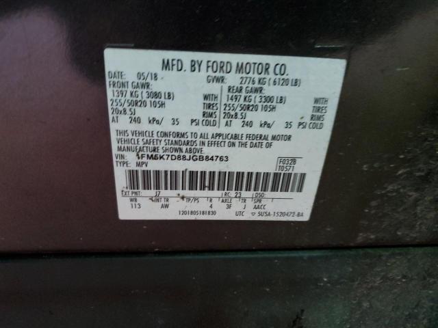 Photo 12 VIN: 1FM5K7D88JGB84763 - FORD EXPLORER X 