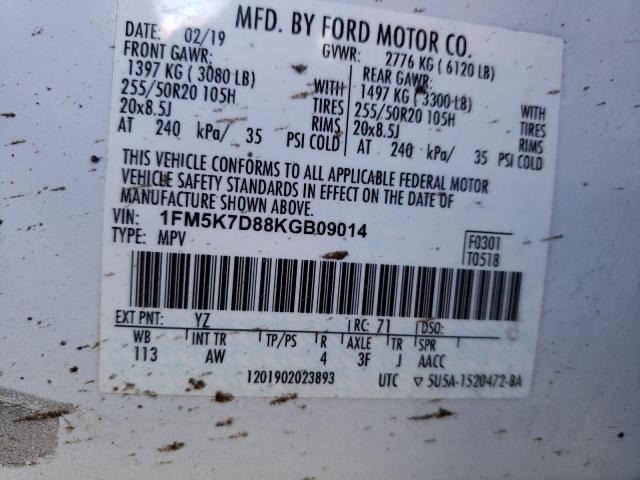 Photo 12 VIN: 1FM5K7D88KGB09014 - FORD EXPLORER X 