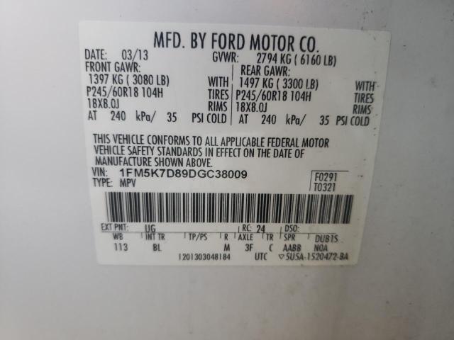 Photo 9 VIN: 1FM5K7D89DGC38009 - FORD EXPLORER X 