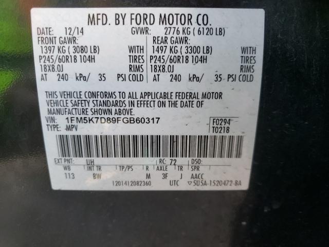 Photo 9 VIN: 1FM5K7D89FGB60317 - FORD EXPLORER X 