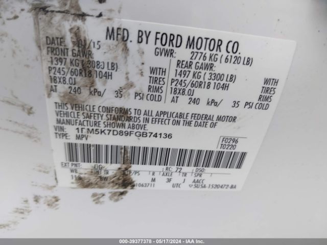 Photo 8 VIN: 1FM5K7D89FGB74136 - FORD EXPLORER 