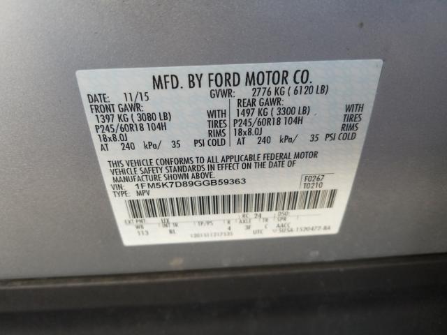 Photo 9 VIN: 1FM5K7D89GGB59363 - FORD EXPLORER X 