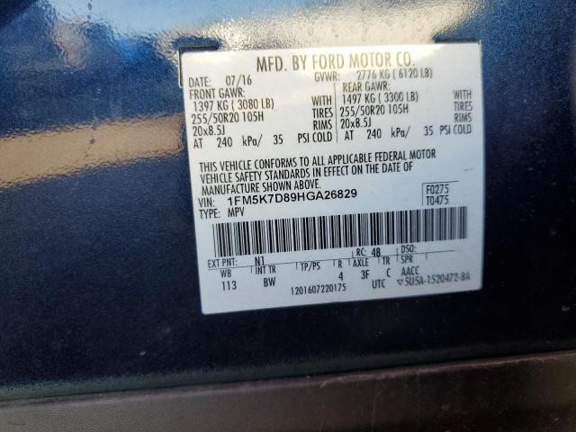 Photo 12 VIN: 1FM5K7D89HGA26829 - FORD EXPLORER X 