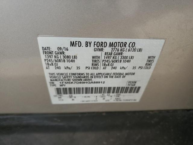 Photo 12 VIN: 1FM5K7D89HGA88912 - FORD EXPLORER 