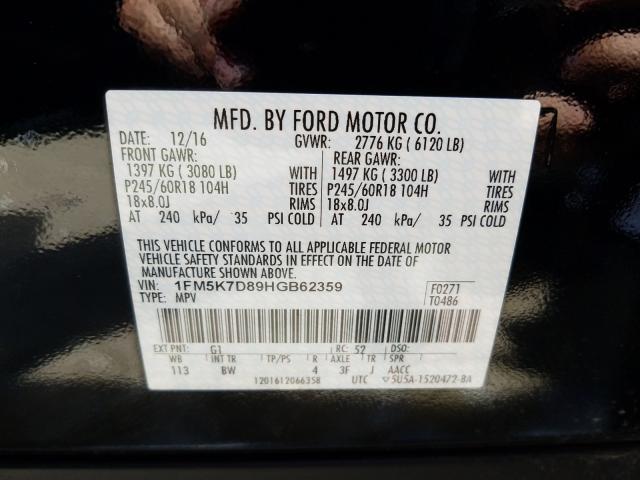 Photo 9 VIN: 1FM5K7D89HGB62359 - FORD EXPLORER X 