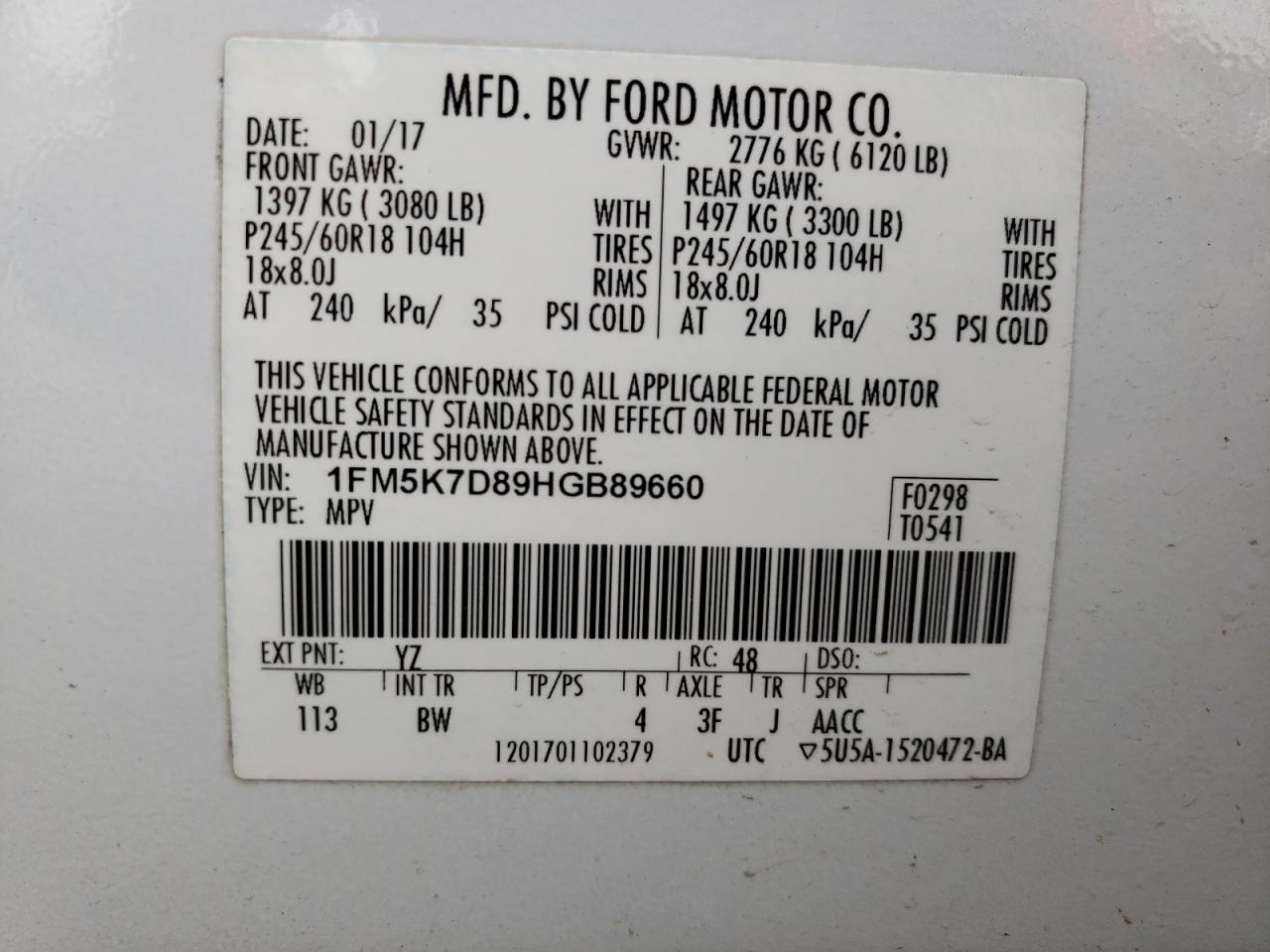 Photo 12 VIN: 1FM5K7D89HGB89660 - FORD EXPLORER 