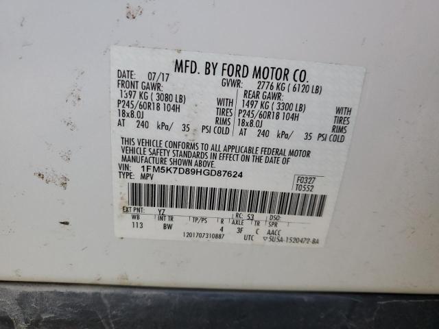 Photo 12 VIN: 1FM5K7D89HGD87624 - FORD EXPLORER 