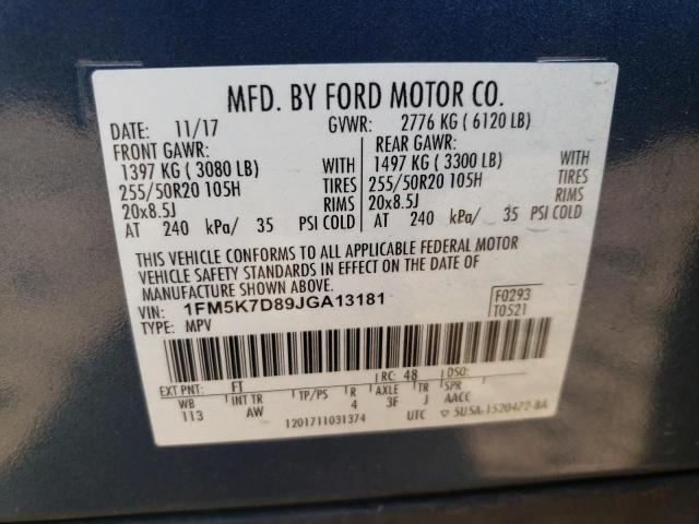 Photo 13 VIN: 1FM5K7D89JGA13181 - FORD EXPLORER X 