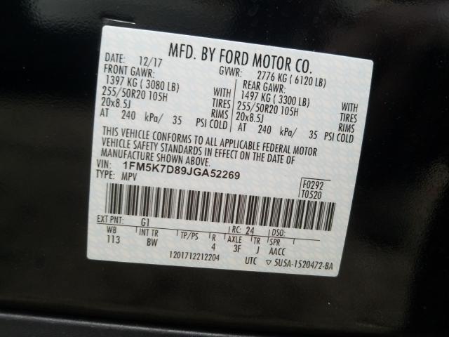 Photo 9 VIN: 1FM5K7D89JGA52269 - FORD EXPLORER X 