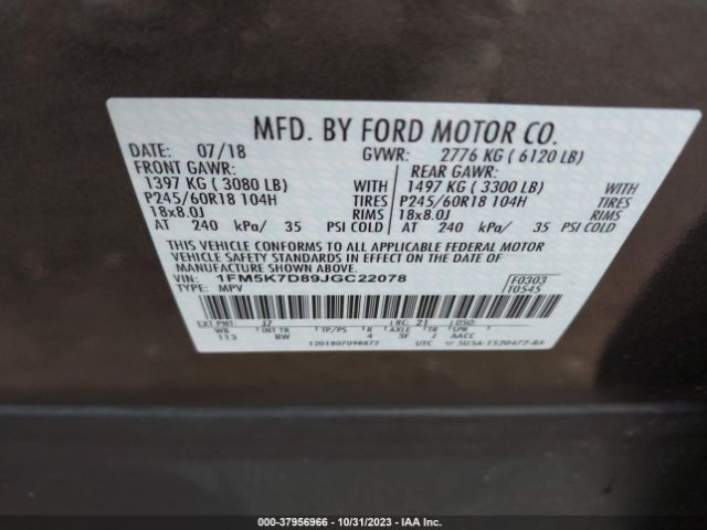 Photo 8 VIN: 1FM5K7D89JGC22078 - FORD EXPLORER 