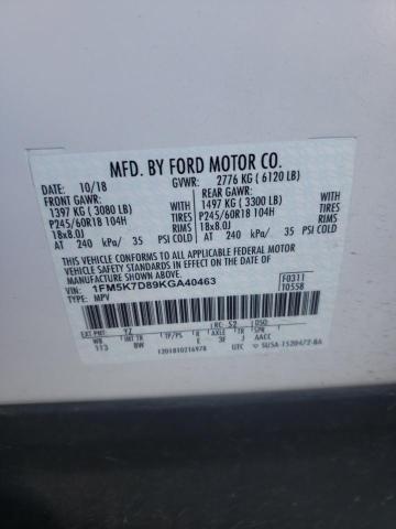 Photo 12 VIN: 1FM5K7D89KGA40463 - FORD EXPLORER X 