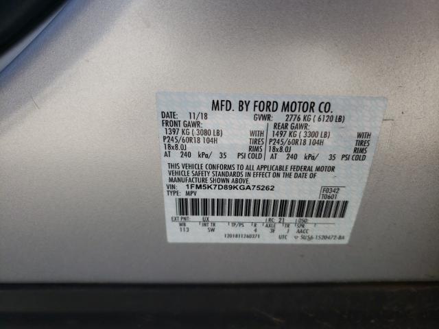 Photo 9 VIN: 1FM5K7D89KGA75262 - FORD EXPLORER X 