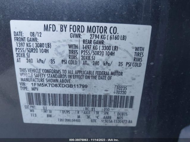 Photo 8 VIN: 1FM5K7D8XDGB11799 - FORD EXPLORER 