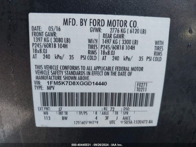 Photo 8 VIN: 1FM5K7D8XGGD14440 - FORD EXPLORER 