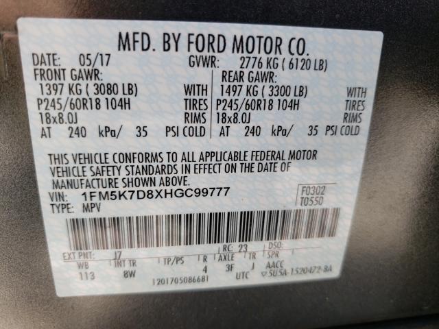 Photo 9 VIN: 1FM5K7D8XHGC99777 - FORD EXPLORER X 