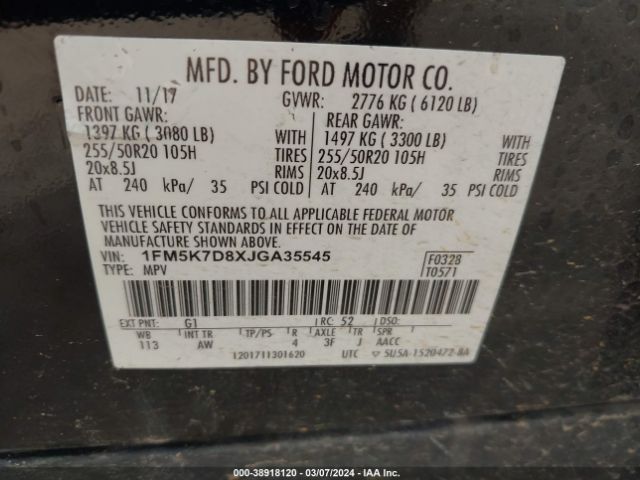 Photo 8 VIN: 1FM5K7D8XJGA35545 - FORD EXPLORER 