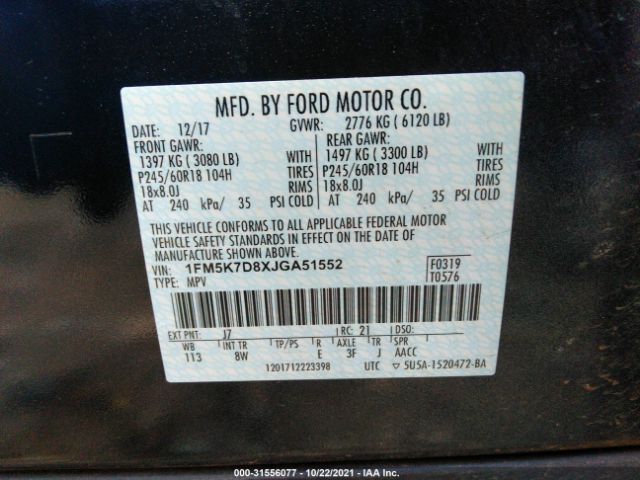 Photo 8 VIN: 1FM5K7D8XJGA51552 - FORD EXPLORER 