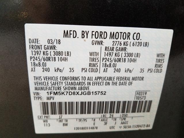 Photo 9 VIN: 1FM5K7D8XJGB15752 - FORD EXPLORER X 