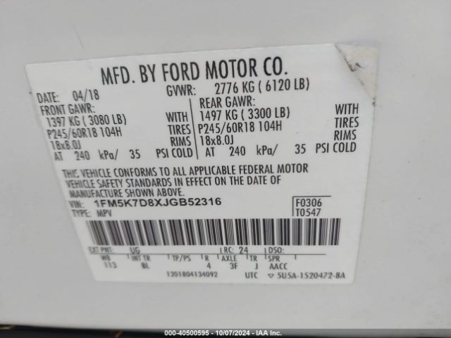 Photo 8 VIN: 1FM5K7D8XJGB52316 - FORD EXPLORER 