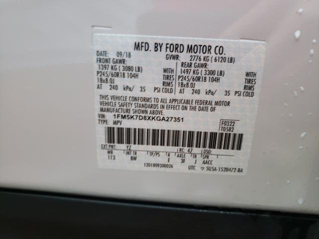 Photo 9 VIN: 1FM5K7D8XKGA27351 - FORD EXPLORER 