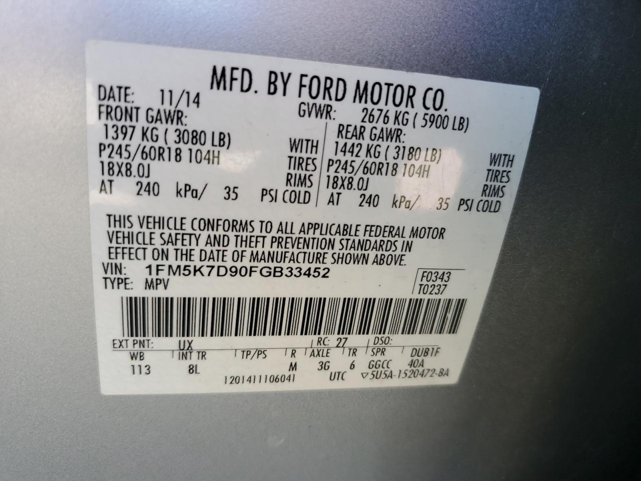 Photo 12 VIN: 1FM5K7D90FGB33452 - FORD EXPLORER 