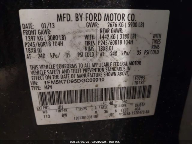 Photo 8 VIN: 1FM5K7D95DGC09910 - FORD EXPLORER 