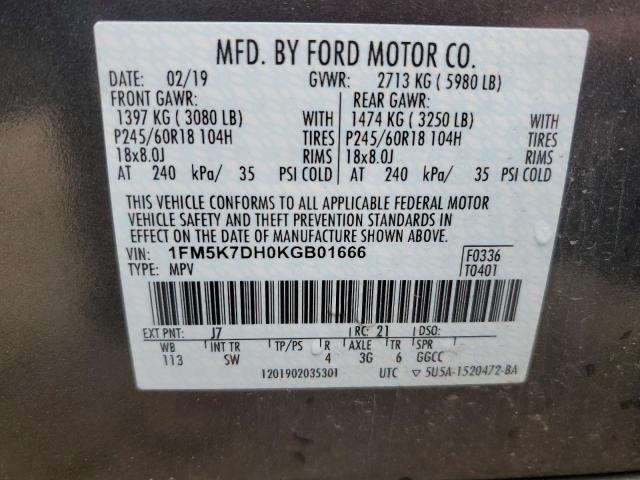 Photo 12 VIN: 1FM5K7DH0KGB01666 - FORD EXPLORER 