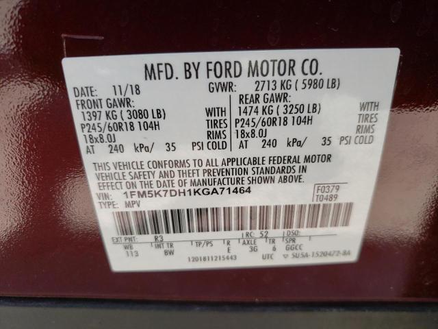 Photo 9 VIN: 1FM5K7DH1KGA71464 - FORD EXPLORER X 