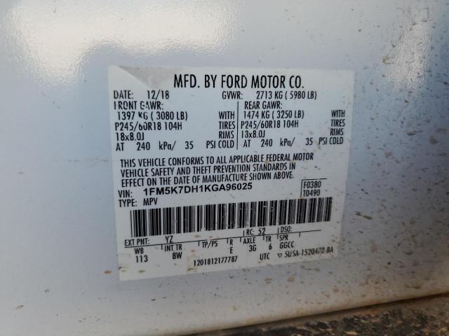 Photo 12 VIN: 1FM5K7DH1KGA96025 - FORD EXPLORER X 