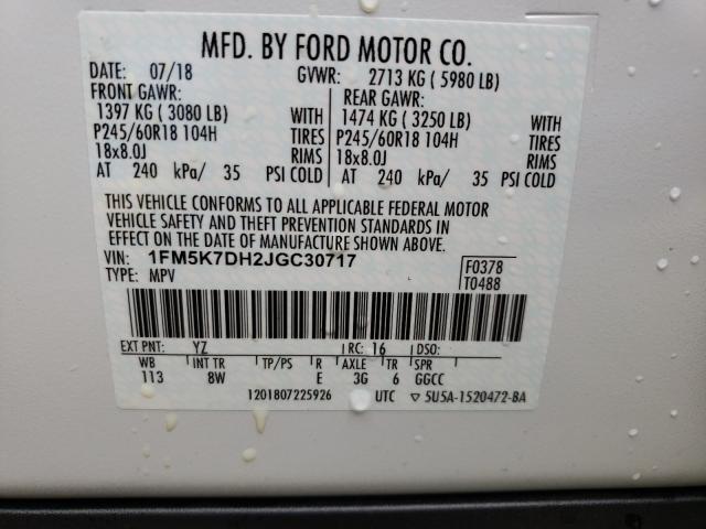 Photo 9 VIN: 1FM5K7DH2JGC30717 - FORD EXPLORER X 