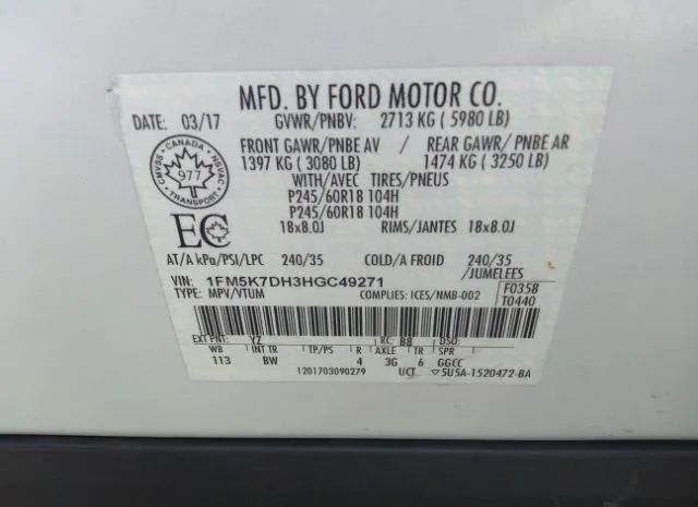 Photo 8 VIN: 1FM5K7DH3HGC49271 - FORD EXPLORER 