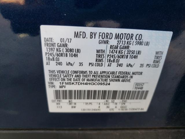 Photo 9 VIN: 1FM5K7DH4HGC09524 - FORD EXPLORER X 