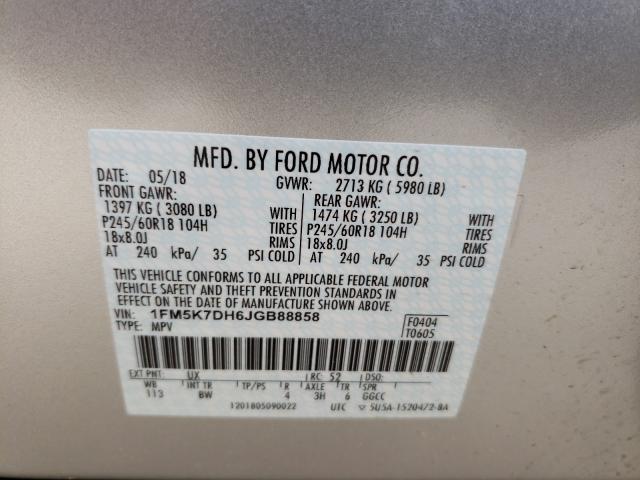 Photo 9 VIN: 1FM5K7DH6JGB88858 - FORD EXPLORER X 