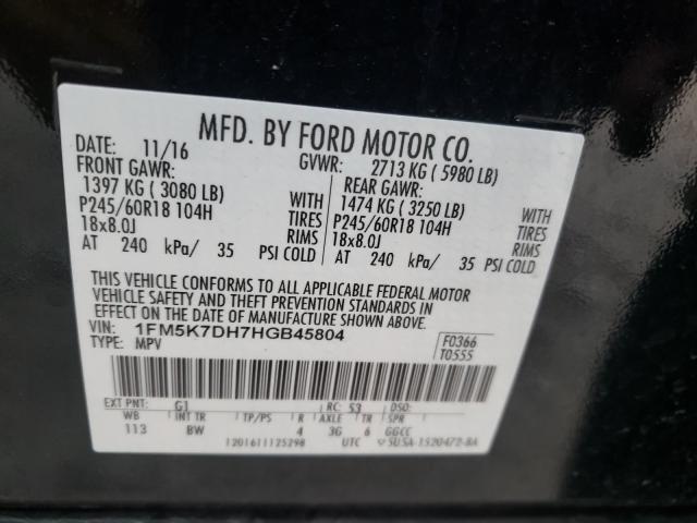 Photo 9 VIN: 1FM5K7DH7HGB45804 - FORD EXPLORER X 